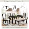 6-Piece Kitchen Dining Table Set, 60" Rectangular Table and 4 High-Back Tufted Chairs & 1 Bench for Dining Room and Kitchen (Black)