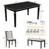 6-Piece Kitchen Dining Table Set, 60" Rectangular Table and 4 High-Back Tufted Chairs & 1 Bench for Dining Room and Kitchen (Black)