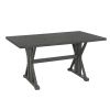 TOPMAX Farmhouse Classical 6-Piece Dining Table Set with Trestle Legs,Kitchen Table Set for 6 with 4 Upholstered Dining Chairs and Bench, Grey