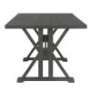 TOPMAX Farmhouse Classical 6-Piece Dining Table Set with Trestle Legs,Kitchen Table Set for 6 with 4 Upholstered Dining Chairs and Bench, Grey