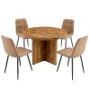 5 Piece Round Dining Table Set, Modern Round Table and 4 Upholstered Chairs for Dining Room, Kitchen Room, Living Room, Easy Assembly
