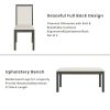 TOPMAX Farmhouse Classical 6-Piece Dining Table Set with Trestle Legs,Kitchen Table Set for 6 with 4 Upholstered Dining Chairs and Bench, Grey