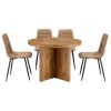 5 Piece Round Dining Table Set, Modern Round Table and 4 Upholstered Chairs for Dining Room, Kitchen Room, Living Room, Easy Assembly
