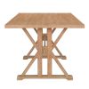 TOPMAX Farmhouse Classical 6-Piece Dining Table Set with Trestle Legs,Kitchen Table Set for 6 with 4 Upholstered Dining Chairs and Bench, Natural